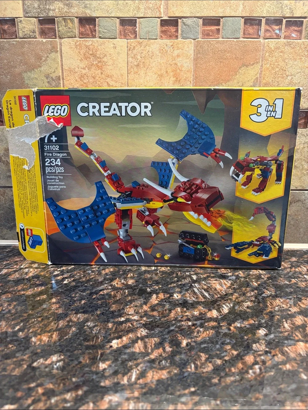 Lego Creator Fire Dragon 3 in 1 Building Set #31102, 234 Pieces Ages 7+
